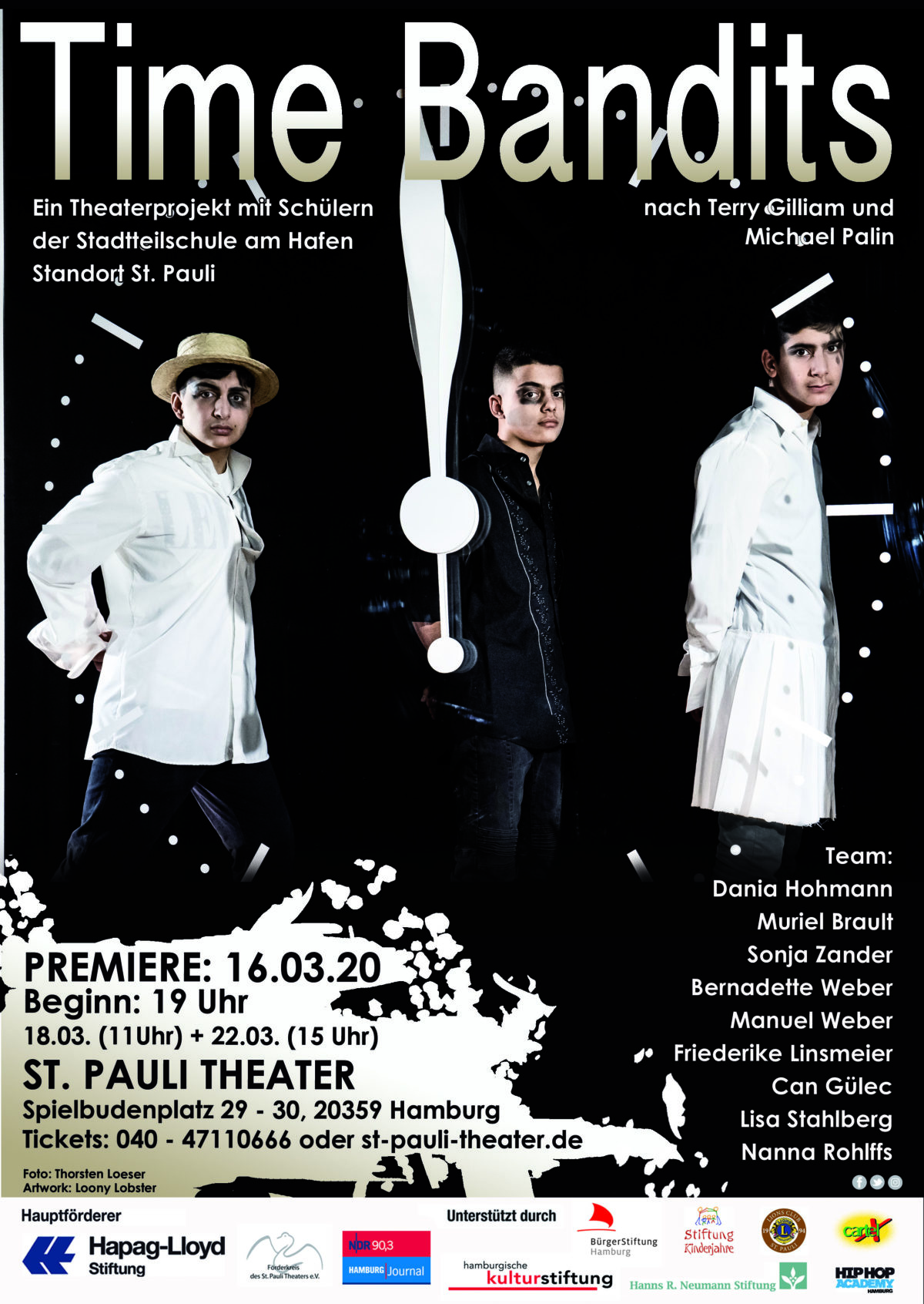 Premiere von „Time Bandits“ am 16.3.2020 um 19 Uhr im St. Pauli Theater